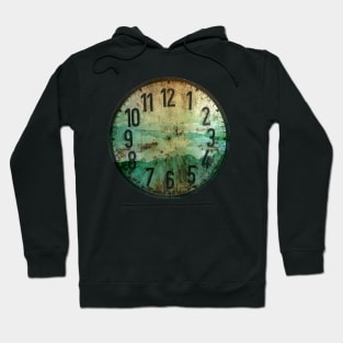 Clock face - Smoky Mountains Grunge Green Teal Option Hoodie